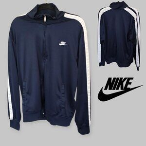 Nike Full Zip Navy  Blue Mesh Logo Activewear Track Sweatshirt Jacket Mens XL